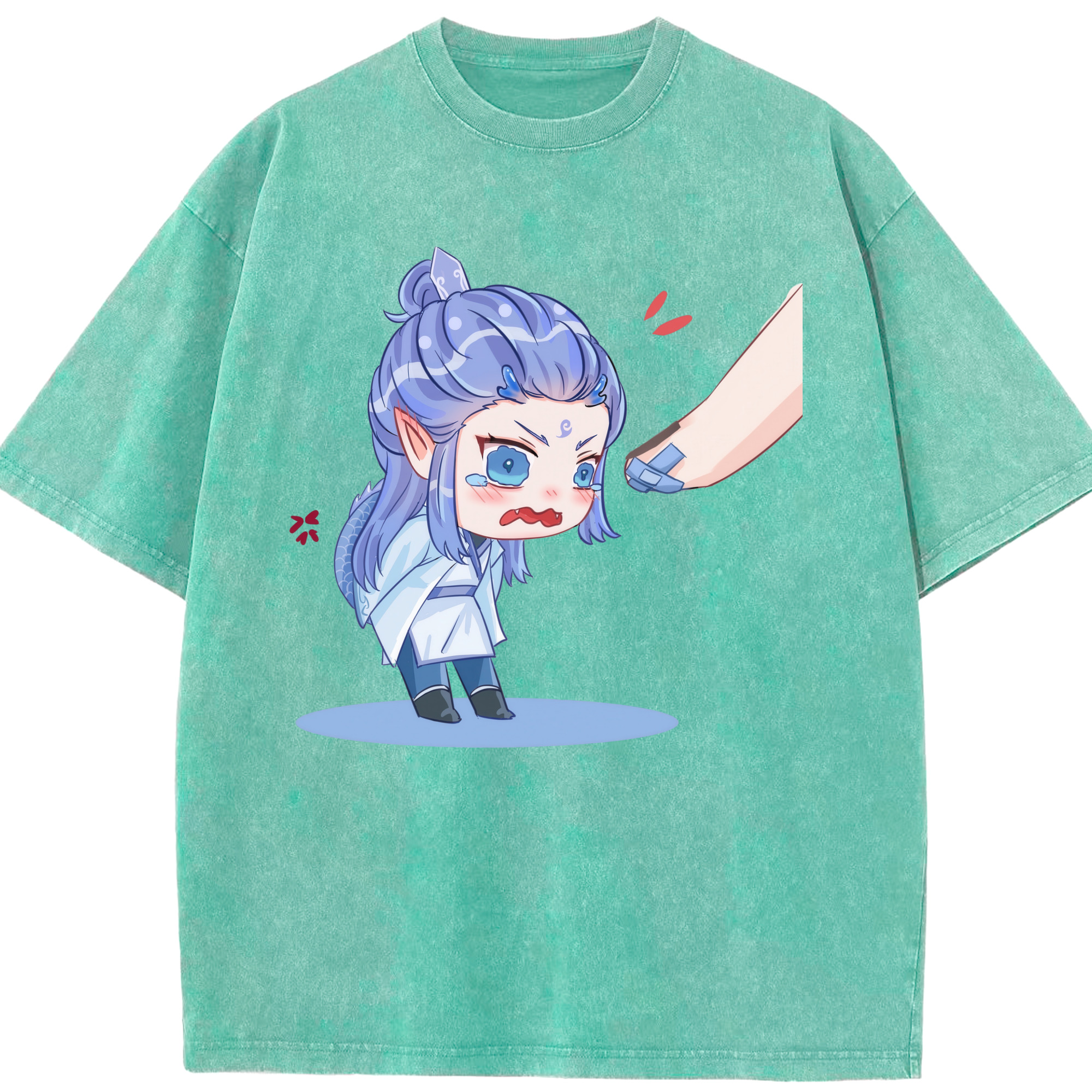 （画像用） Ne Zha 2 ナタ 魔童の大暴れ 綿100% ヴィンテージ風 半袖Tシャツ（フロントプリント）